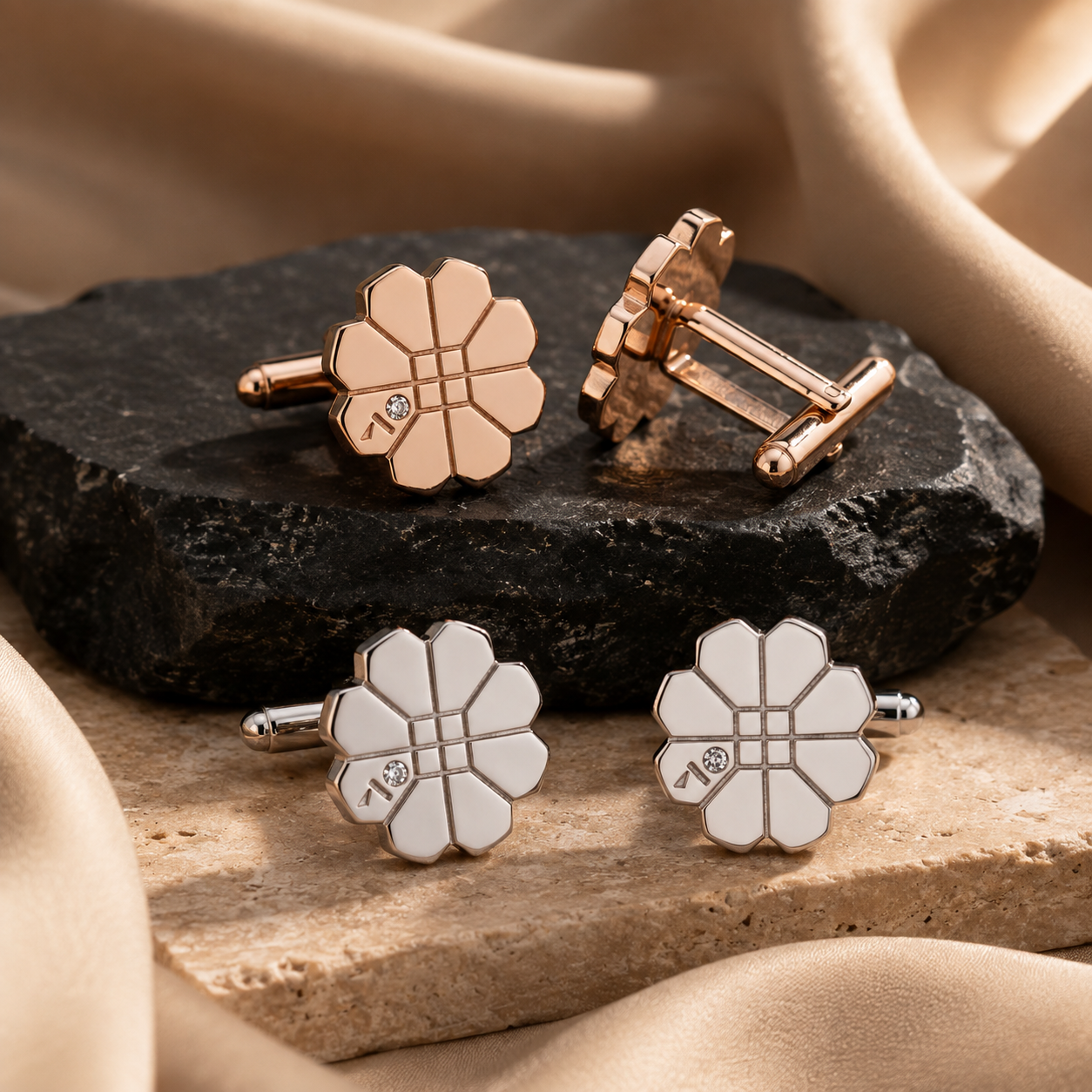 Florizel Silver Floral Cufflinks