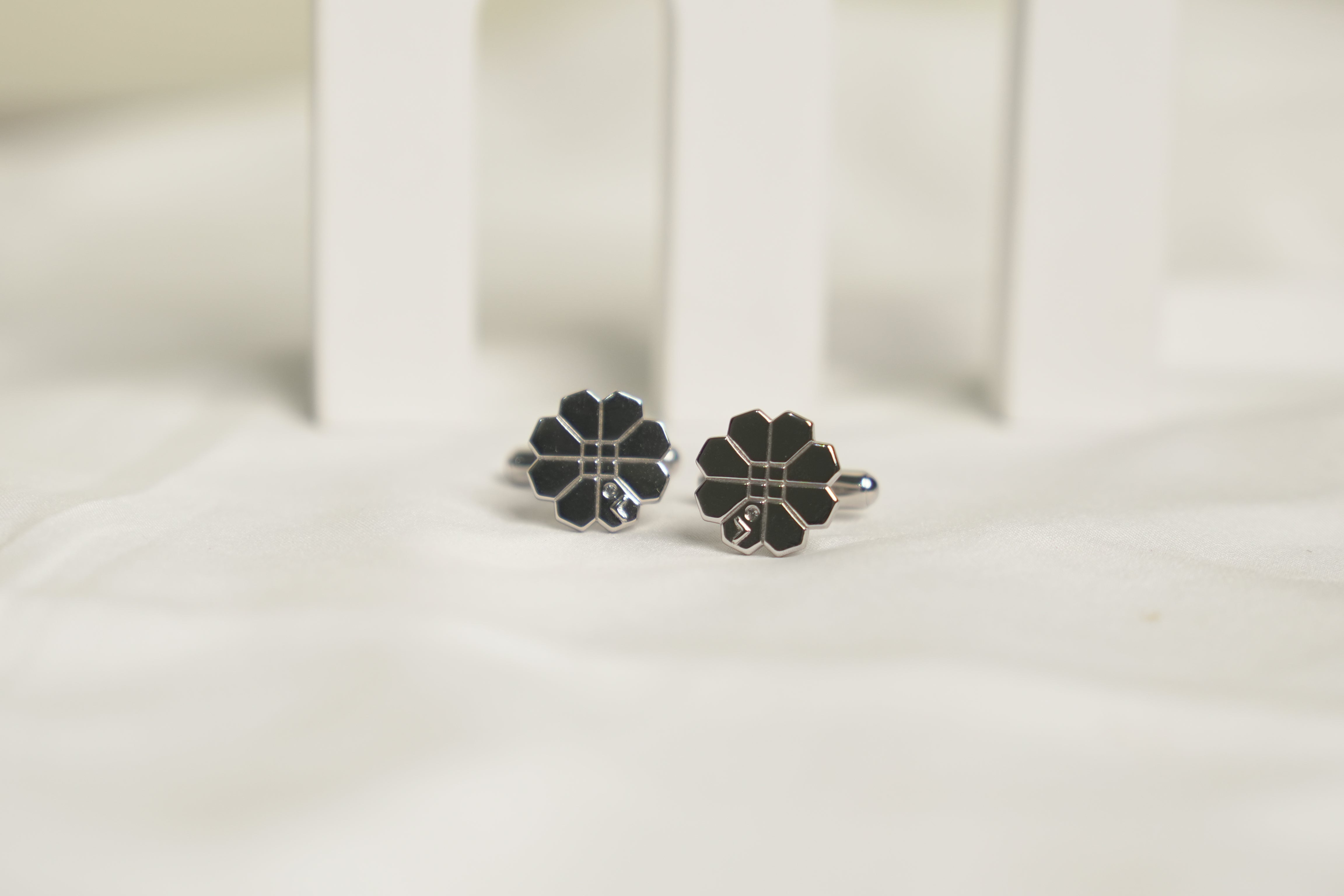 Sterling Silver Geometric Floral Cufflinks