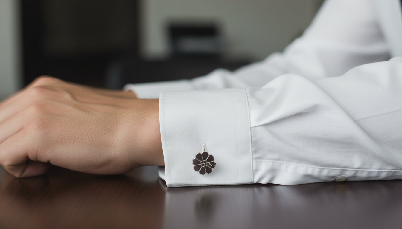 Sterling Silver Geometric Floral Cufflinks