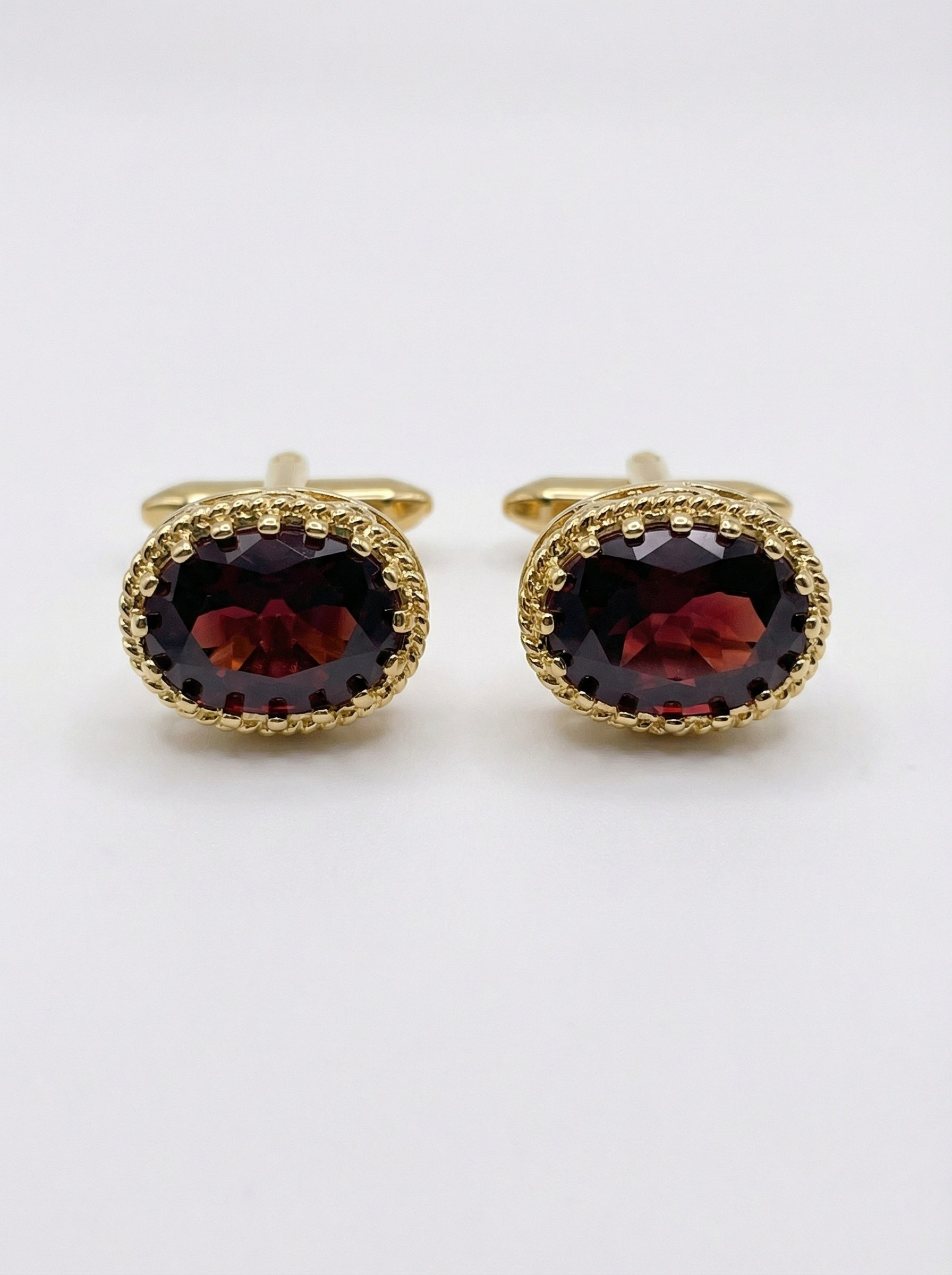 Red Oval Cubic Zirconia Cufflinks