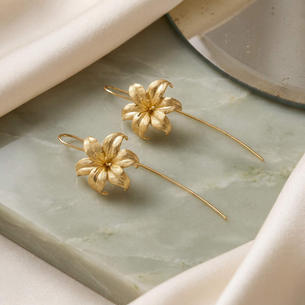Gold Lily Threader Earring