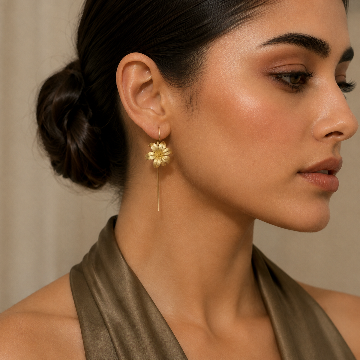 Gold Lily Threader Earring