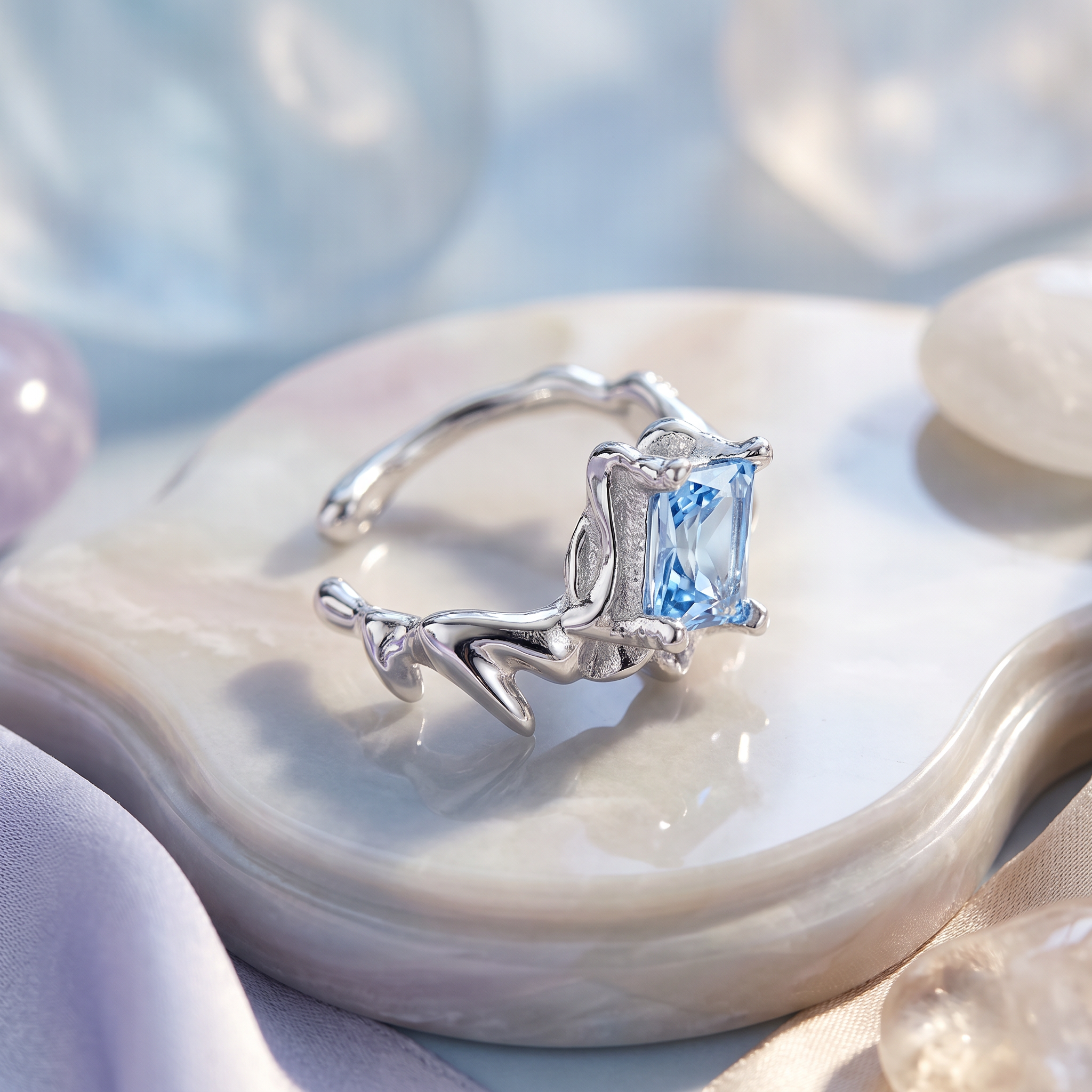 Blue Dragon Claw Ear Cuff in 925 Sterling Silver