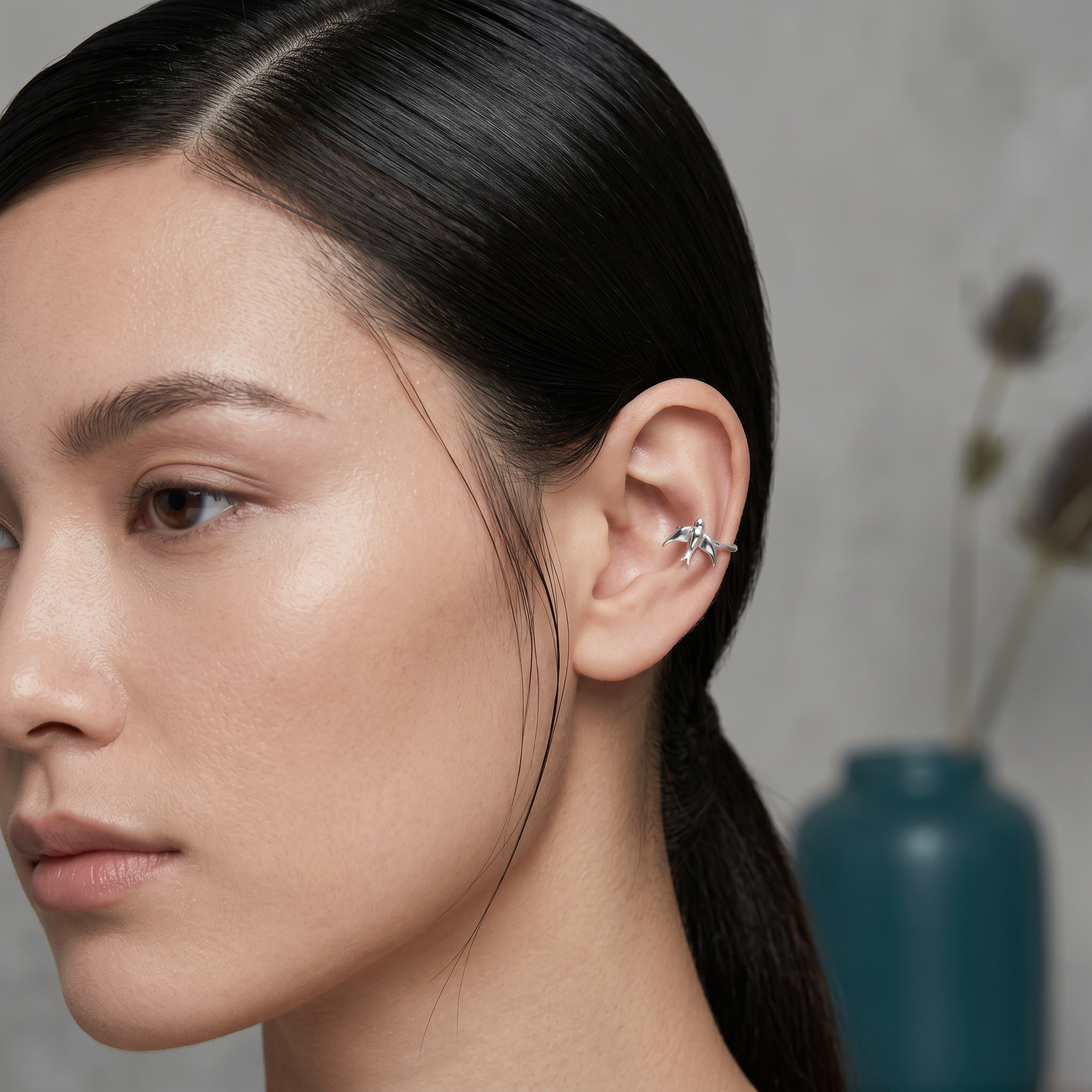 Dainty Bird Silver Ear Cuff