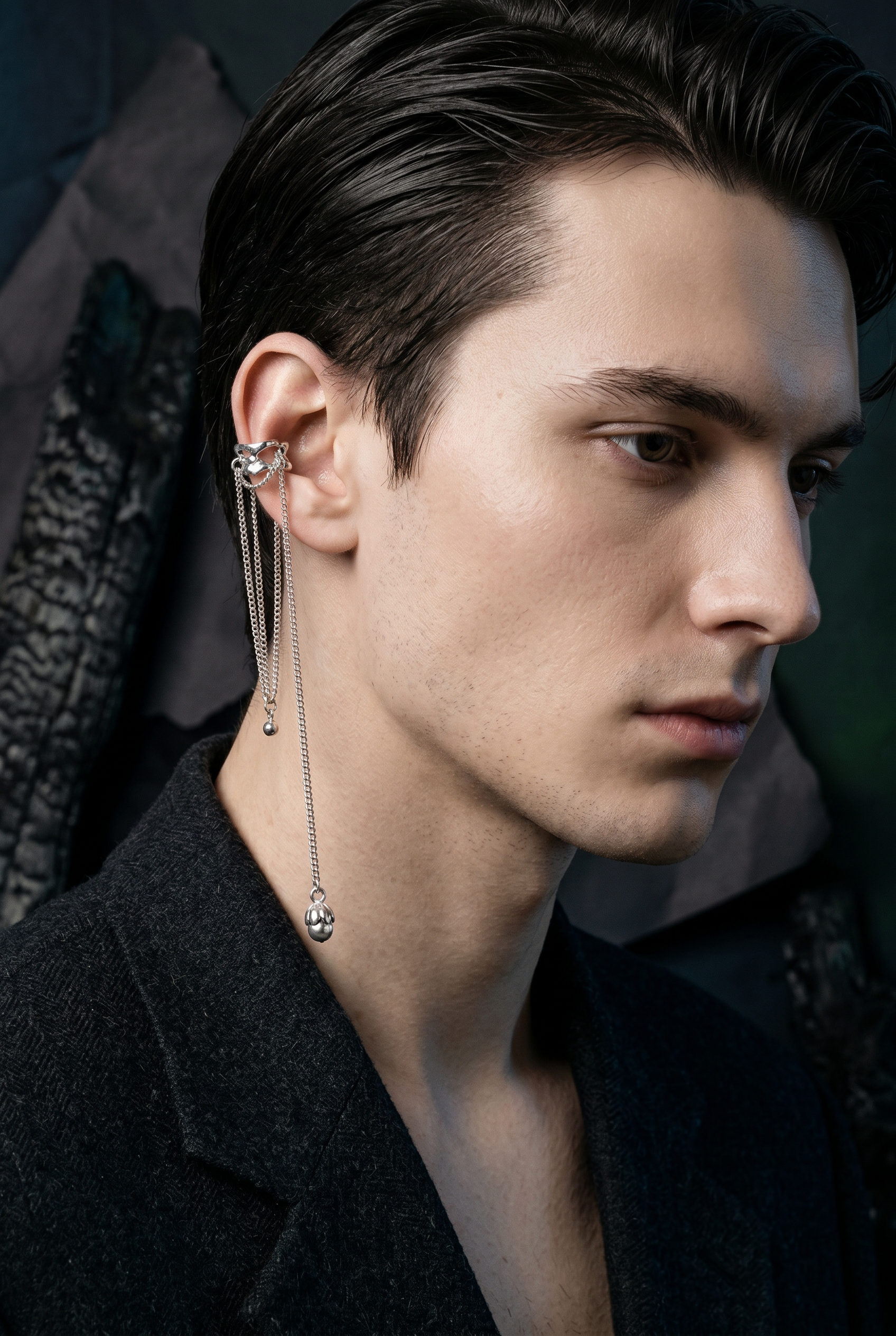 Minimalist Statement Silver Chain Ear Cuff