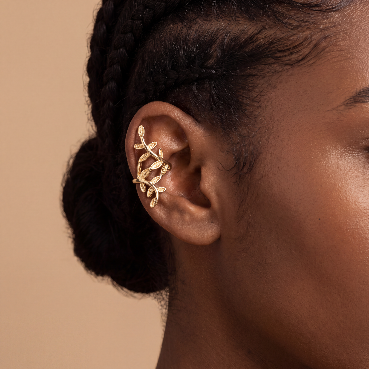 Laurel Vine Ear Cuff, back view showing the 925 stamp and open adjustable band