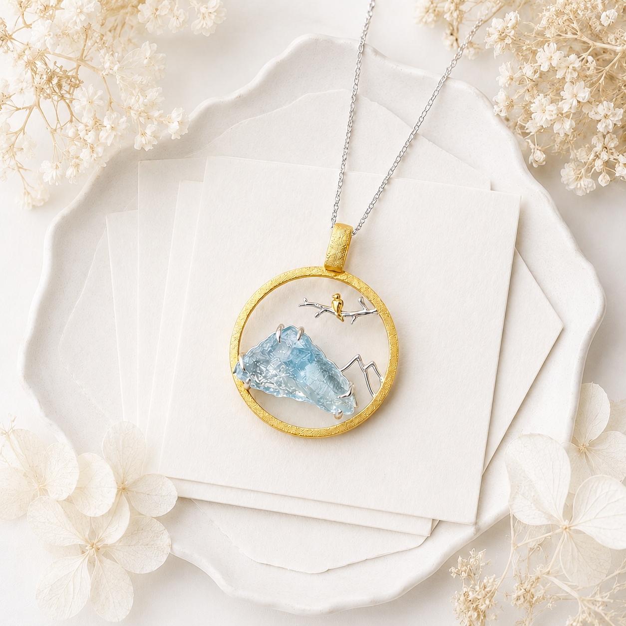 Aquamarine Mountain Reverie Necklace