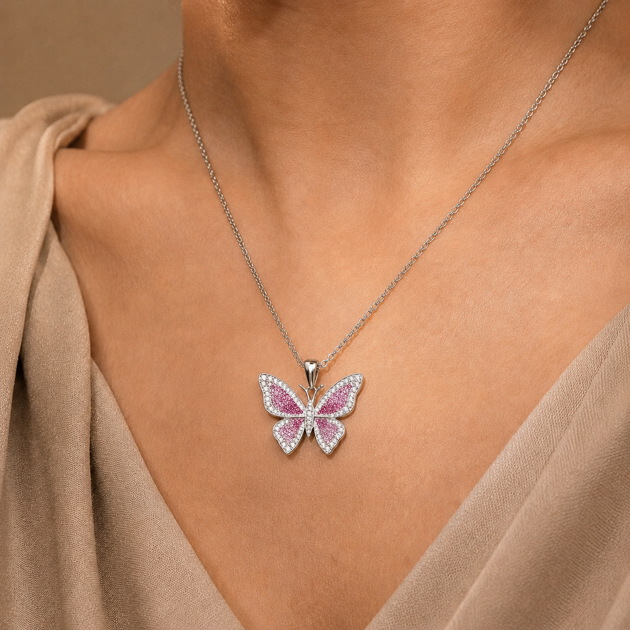Blush Butterfly Necklace