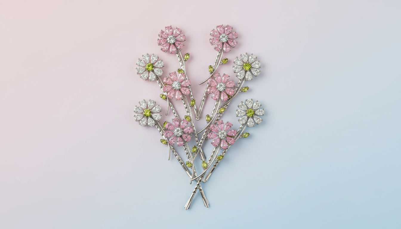 Silver Daisy Zircon Hair Accessory