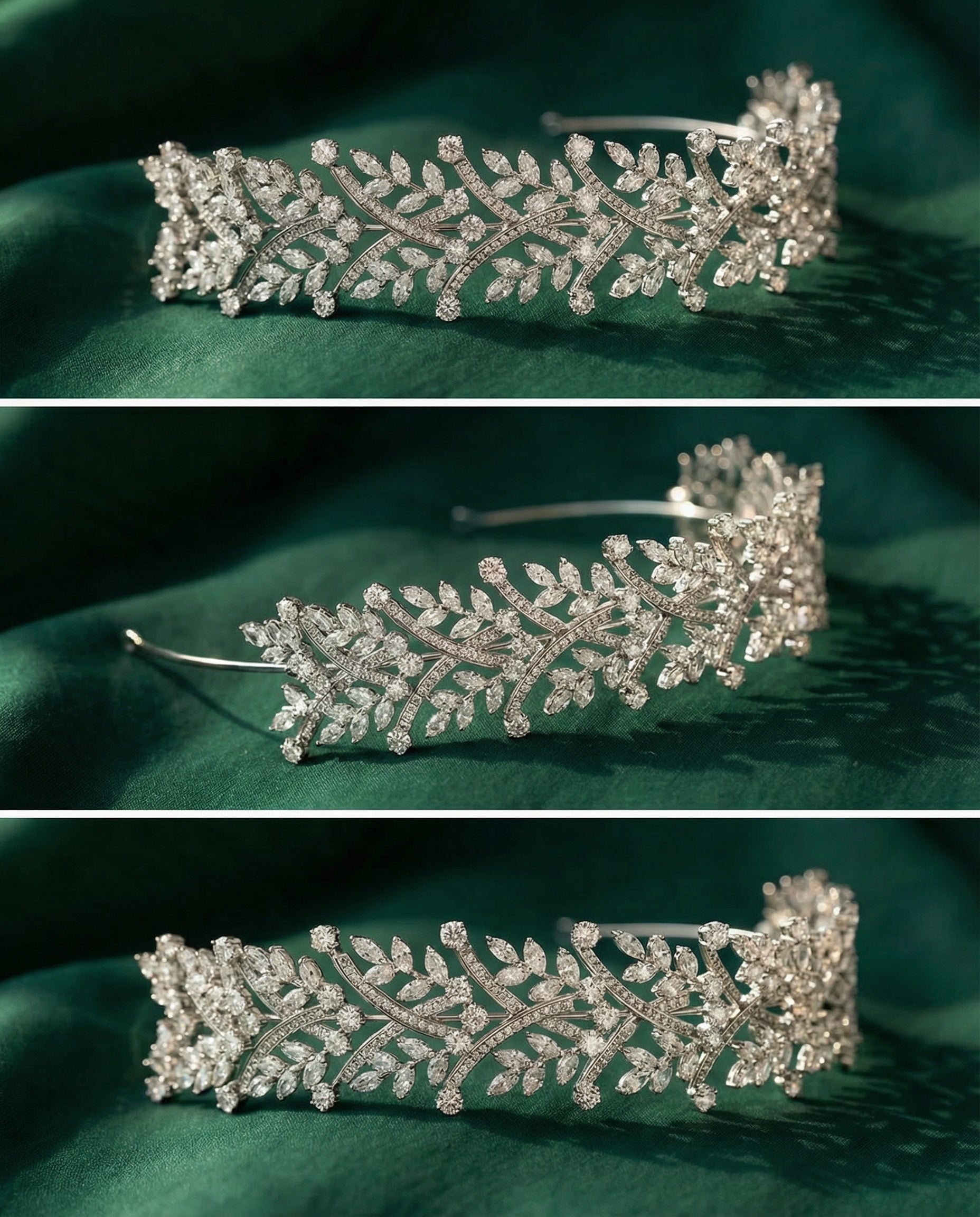 Silver Finish Leaf Bridal Headpiece