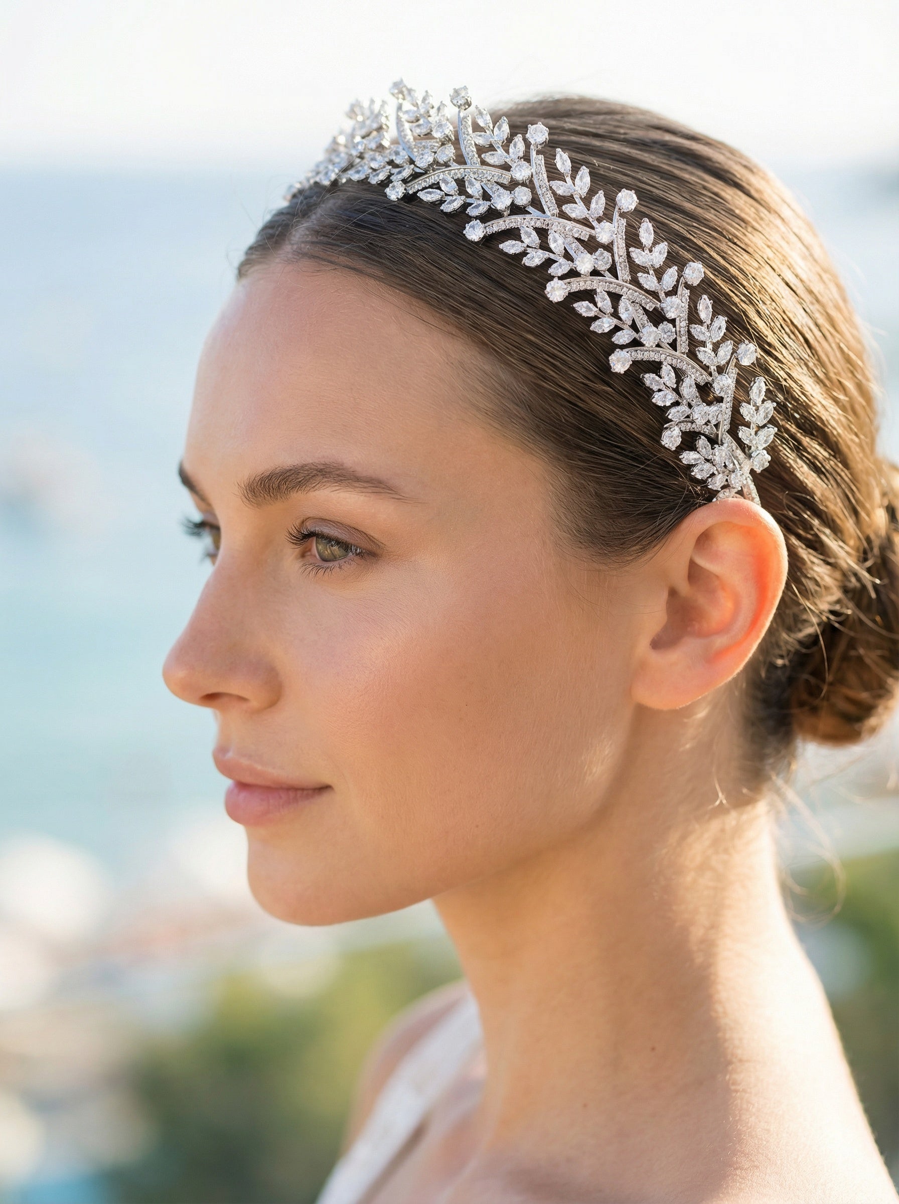 Silver Finish Leaf Bridal Headpiece
