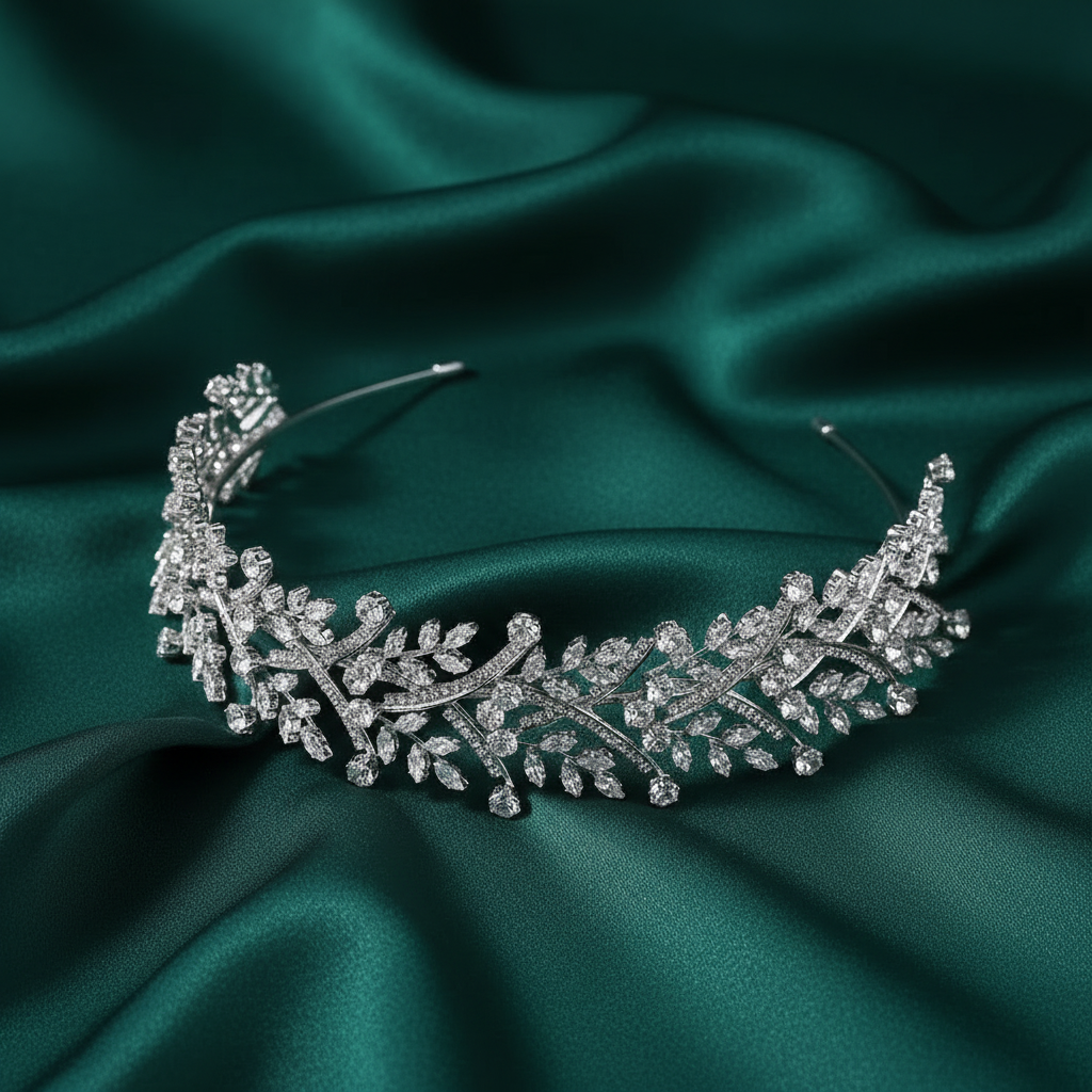 Silver Finish Leaf Bridal Headpiece