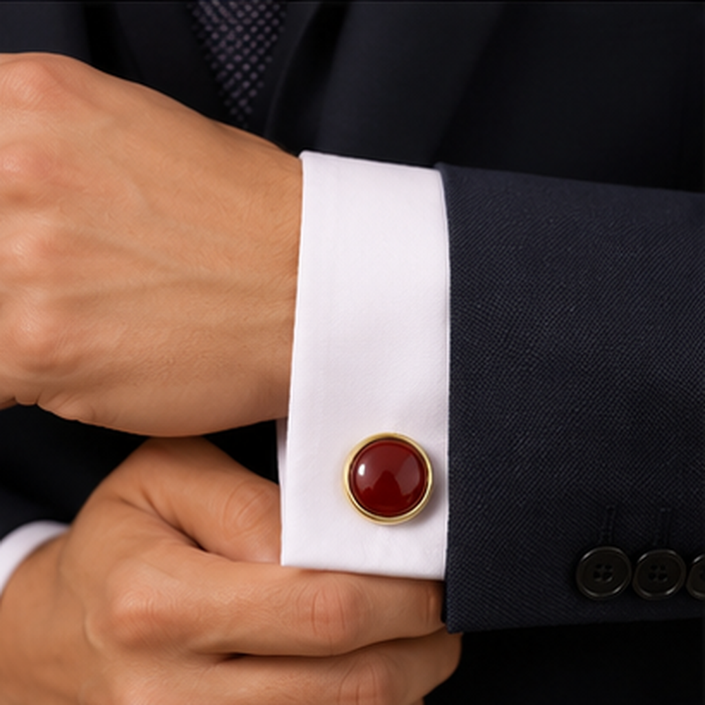 Red Agate Sterling Silver Cufflinks