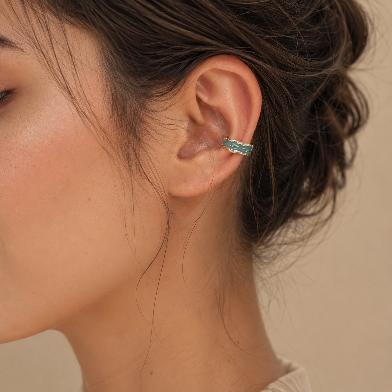 Green Enamel Ear Cuff