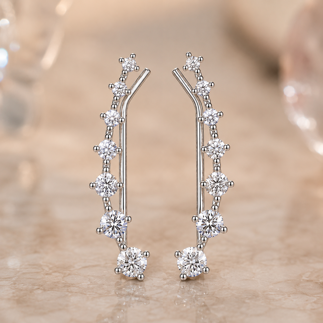 GRA Certificate Moissanite 925 Silver Crawler-Climber Earrings