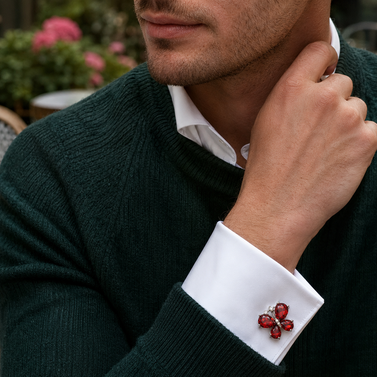 Red CZ Butterfly Cufflinks