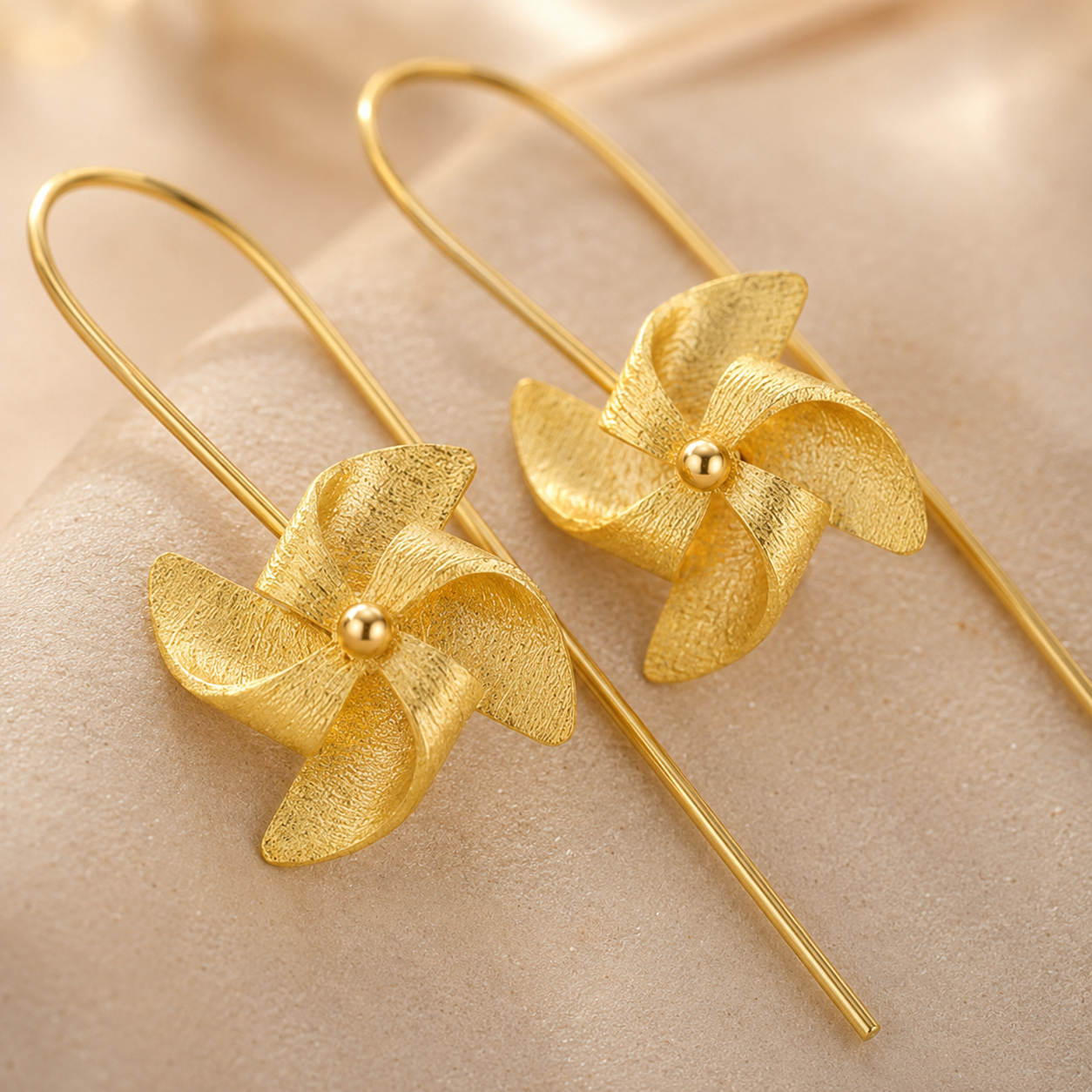 Handmade 925 Silver Floral Threader Gold Earrings
