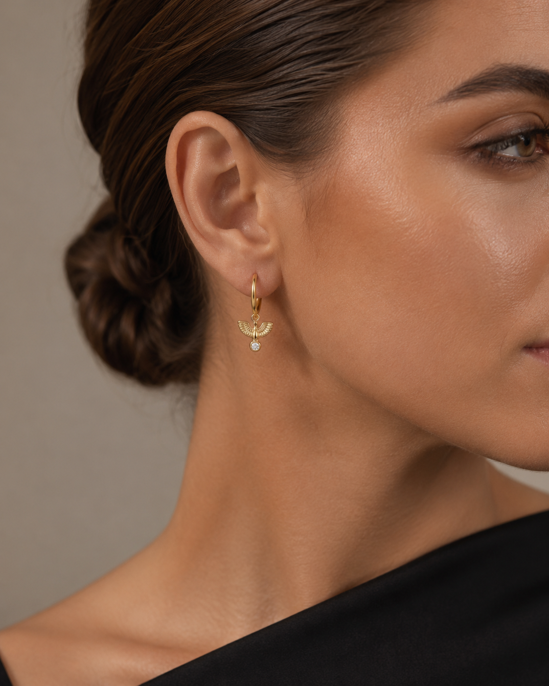 Angel Wing Gold Huggie Earrings