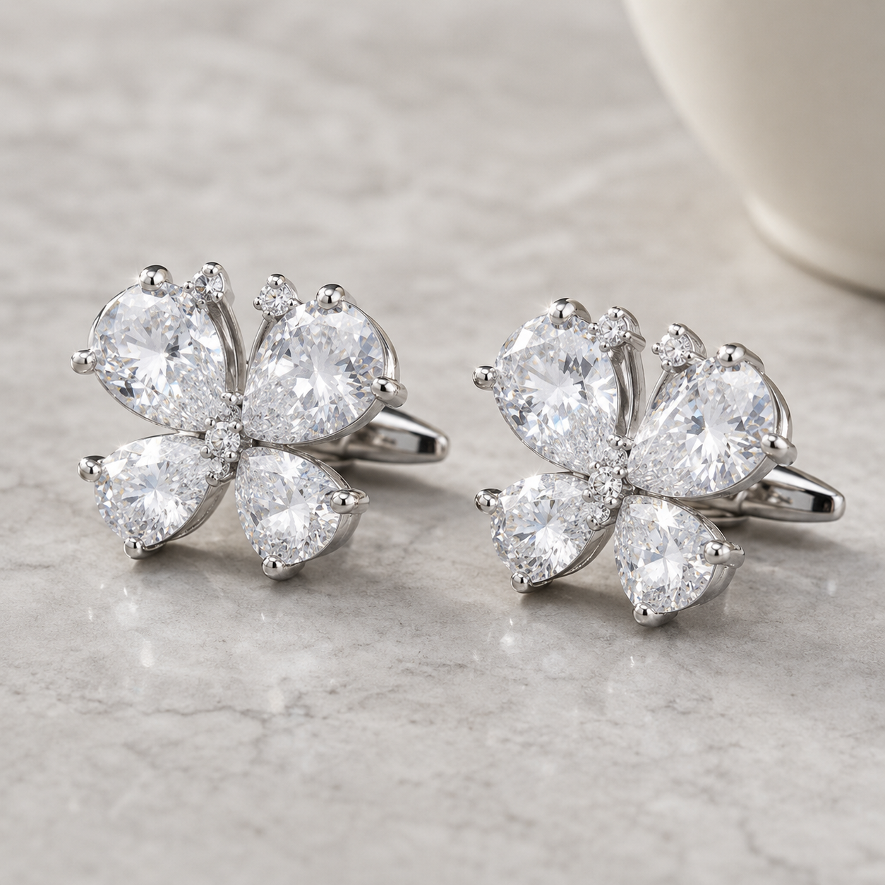 White CZ Butterfly Cufflinks