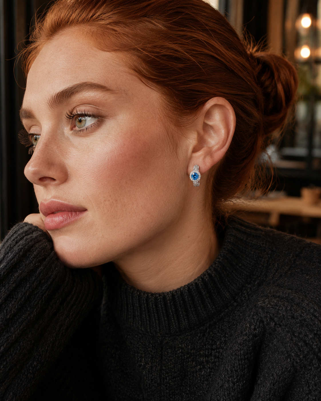 Antique Style Sterling Silver Natural Topaz Halo Earrings
