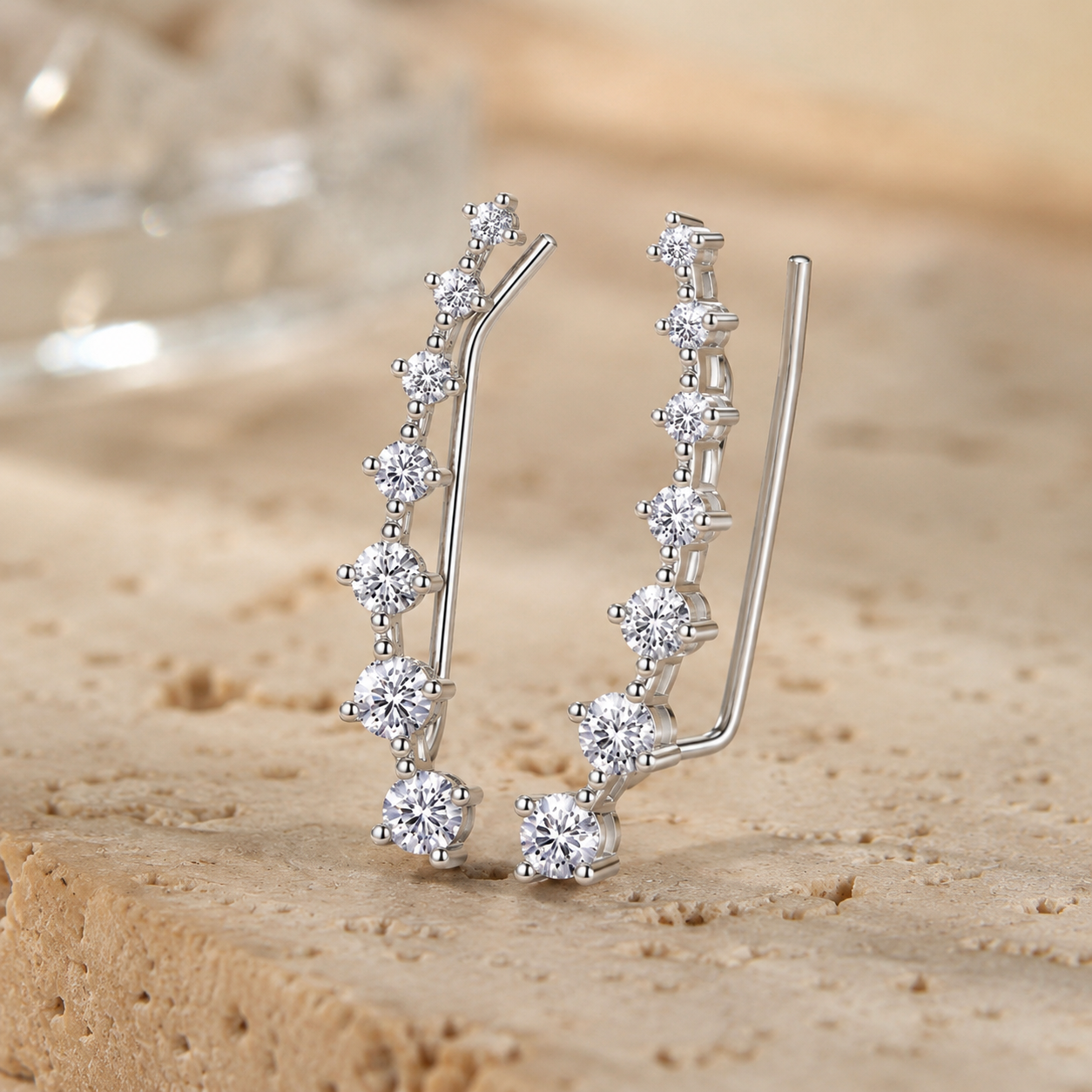 GRA Certificate Moissanite 925 Silver Crawler-Climber Earrings