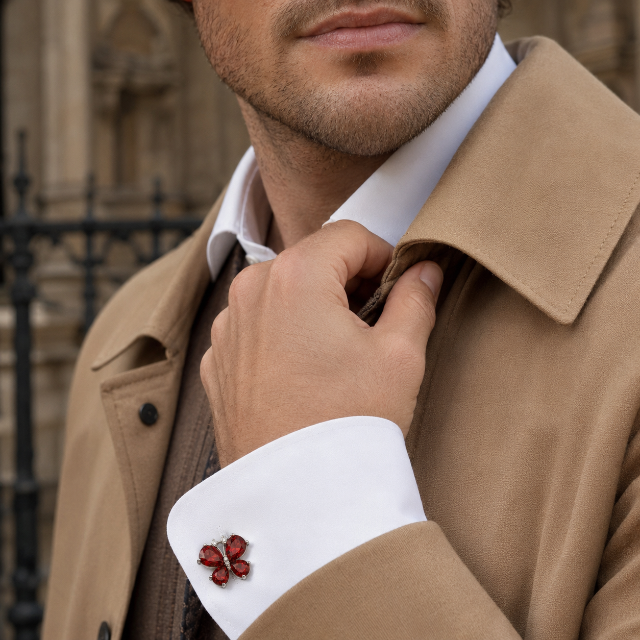 Red CZ Butterfly Cufflinks