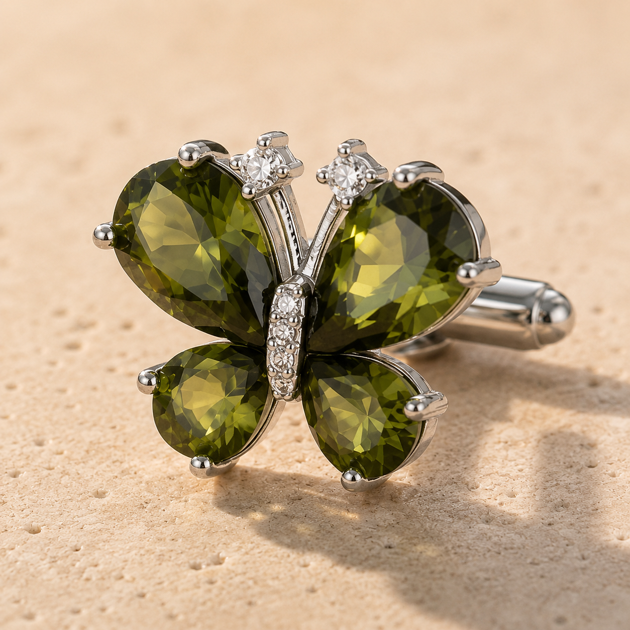 Green CZ Butterfly Cufflinks
