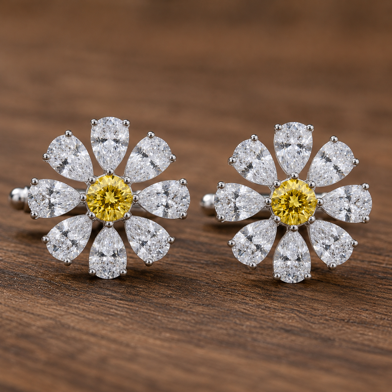 White Daisy Silver Cufflinks
