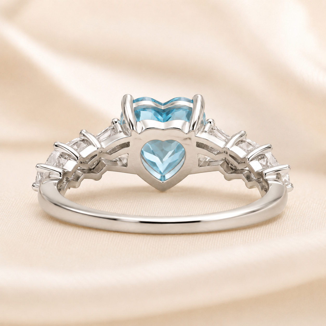 Heart Blue Topaz 925 Silver Ring