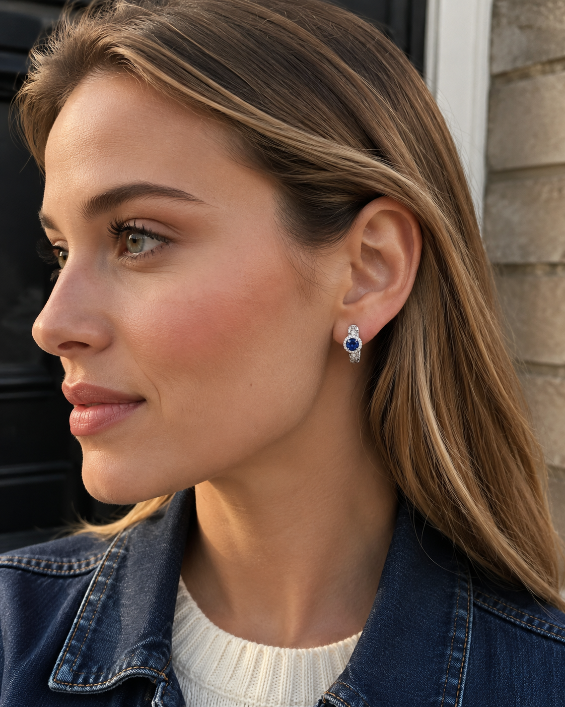 Antique Style Sterling Silver Natural Topaz Halo Earrings
