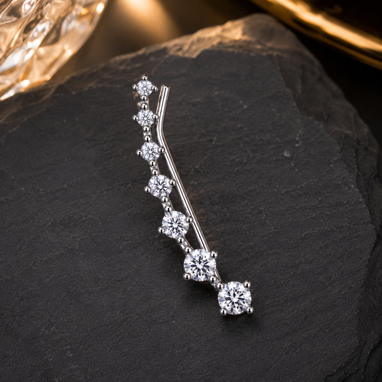 GRA Certificate Moissanite 925 Silver Crawler-Climber Earrings
