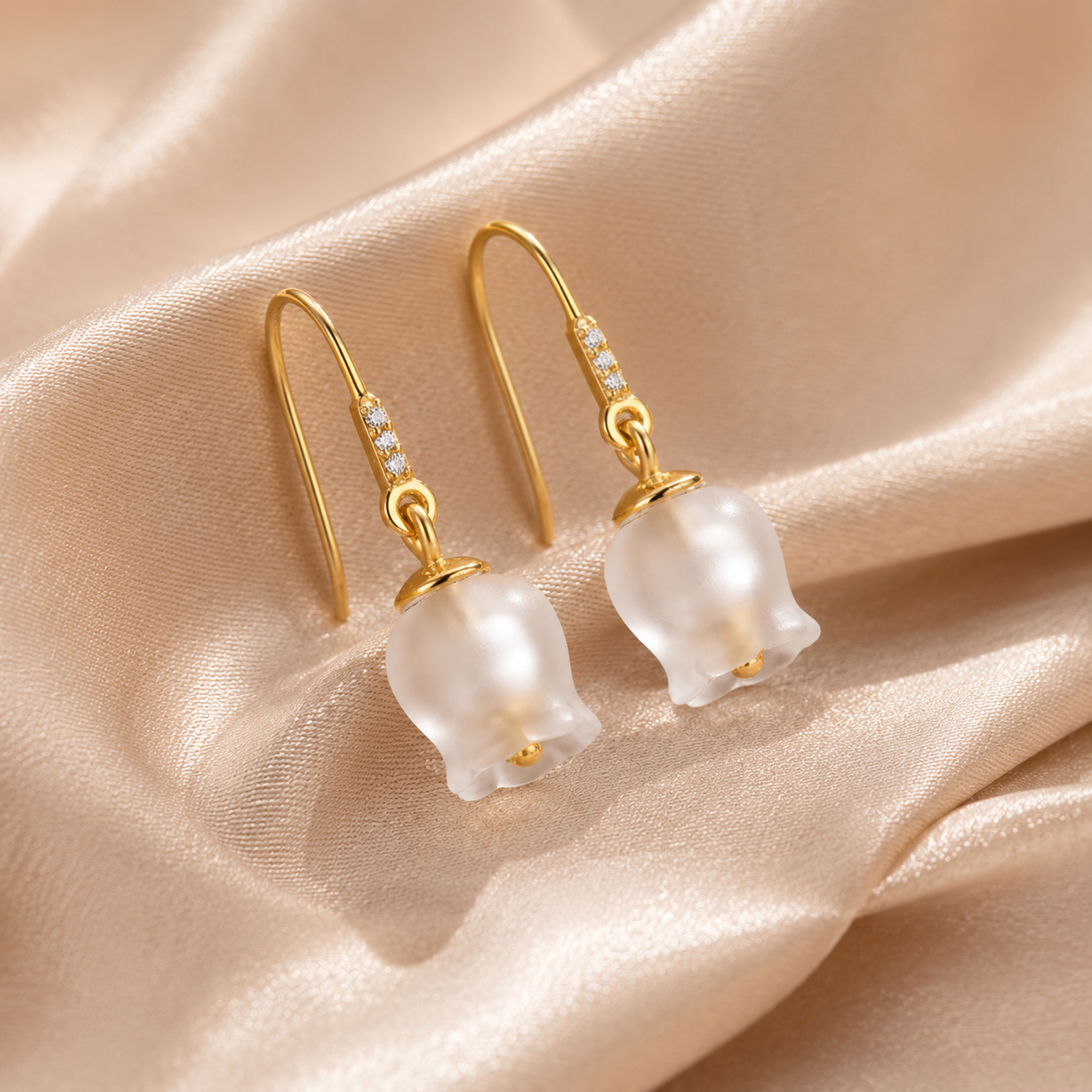 Frosted Flower Drop Earrings in 925 Silver with 18K Gold Plating