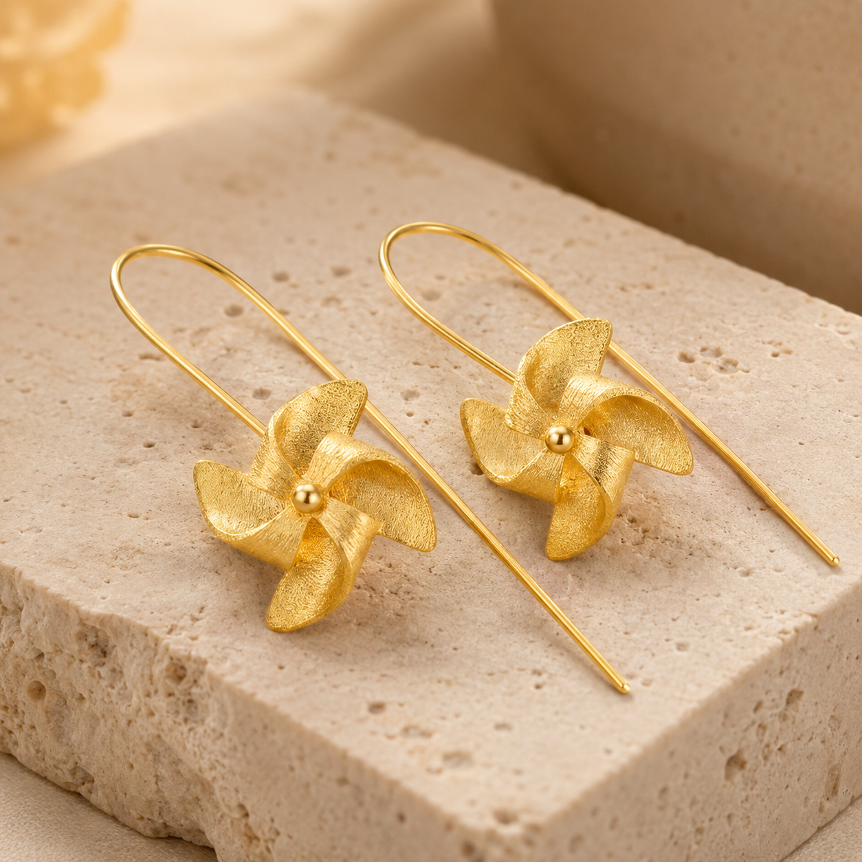 Handmade 925 Silver Floral Threader Gold Earrings