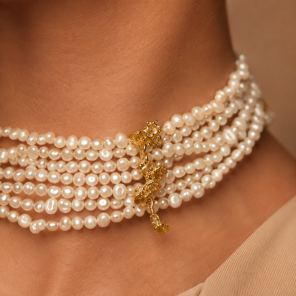 Moonlit Freshwater Pearl Choker