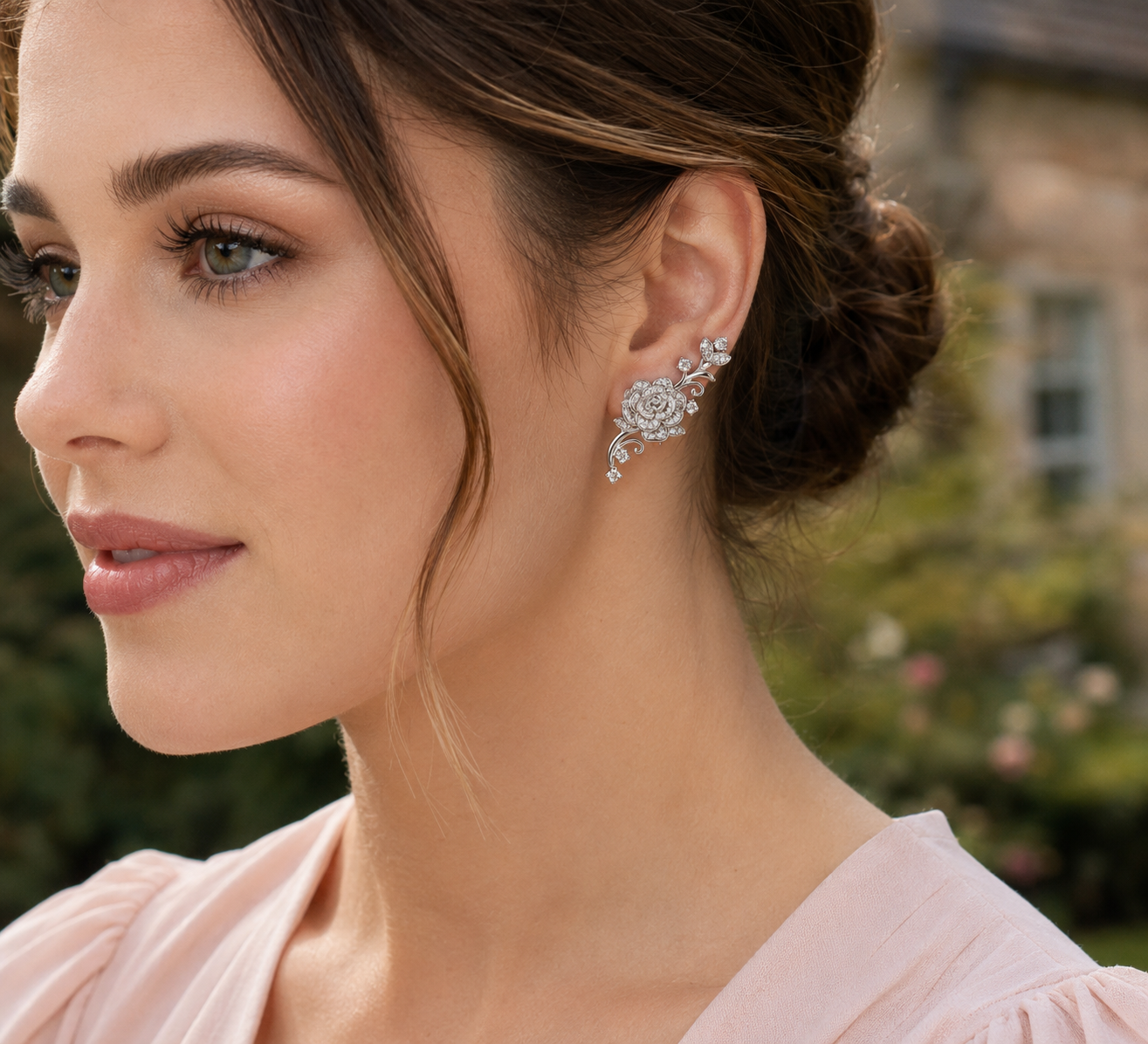 925 Silver Minimalist Bridal Floral Ear Climber