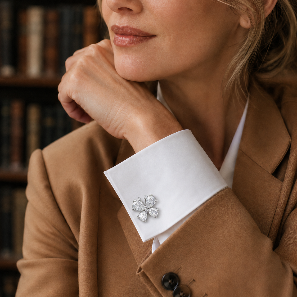 White CZ Butterfly Cufflinks