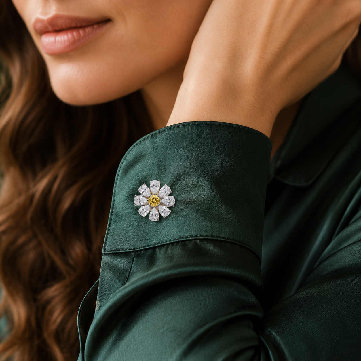 White Daisy Silver Cufflinks