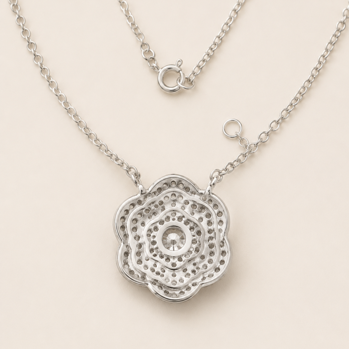 English Rose Floral Pendant Necklace