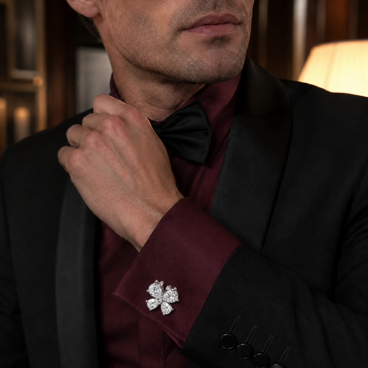 White CZ Butterfly Cufflinks