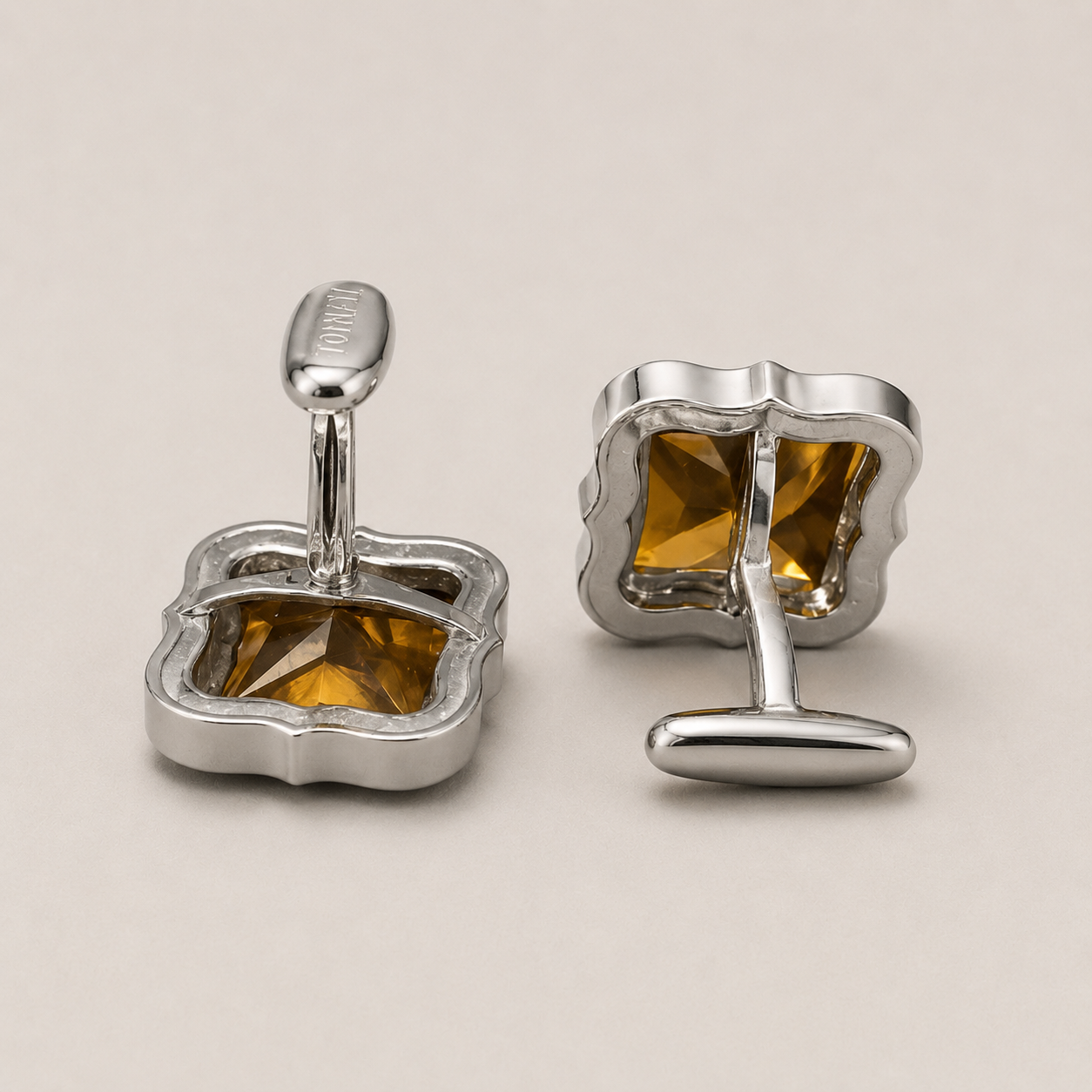 Handmade Silver Sapphire Zircon Cufflinks, Heirloom Vintage Style Floral Pin