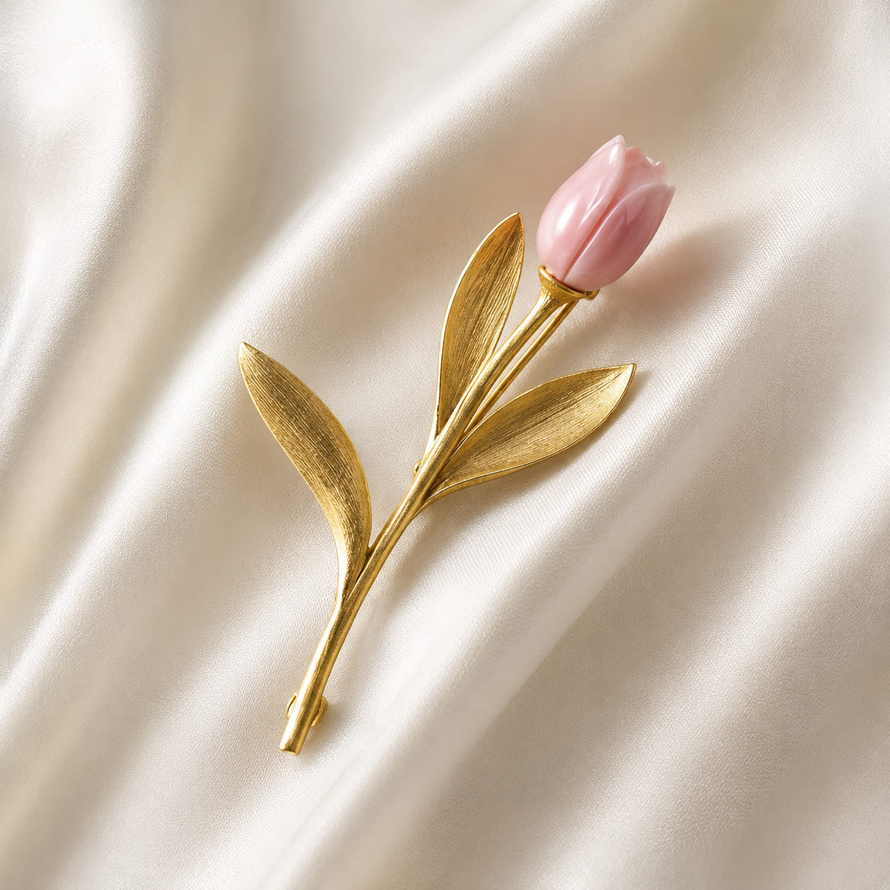 S925 Tulip Brooch in 18K Gold Finish