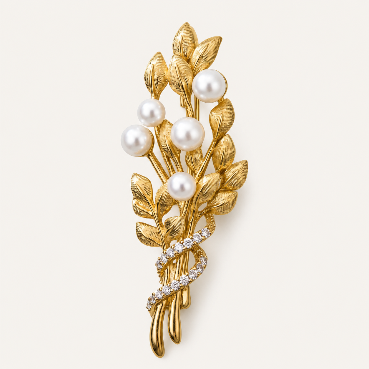 18K Gold Plated Floral Vintage Freshwater Pearl Brooch