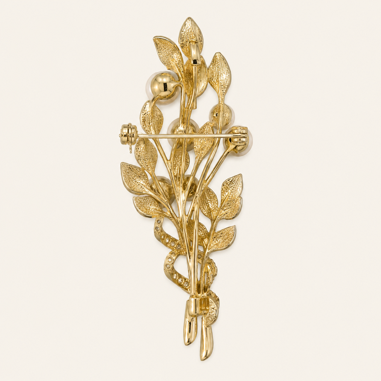 18K Gold Plated Floral Vintage Freshwater Pearl Brooch