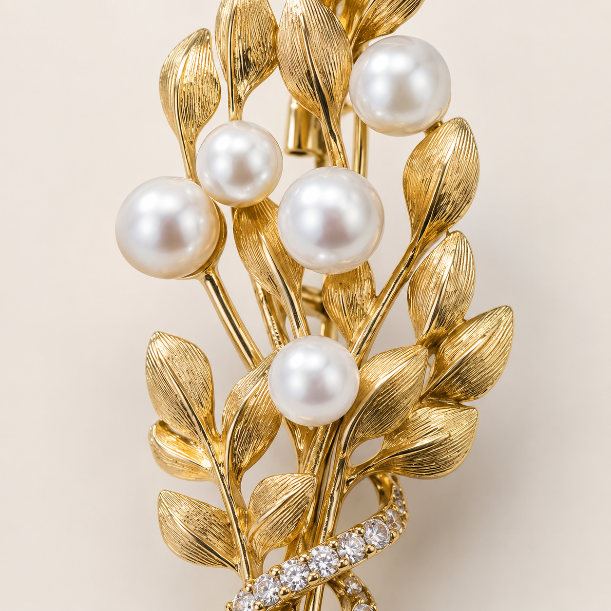 18K Gold Plated Floral Vintage Freshwater Pearl Brooch