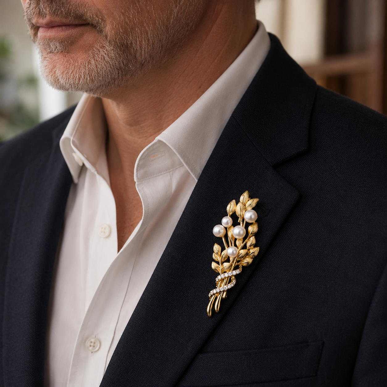 18K Gold Plated Floral Vintage Freshwater Pearl Brooch