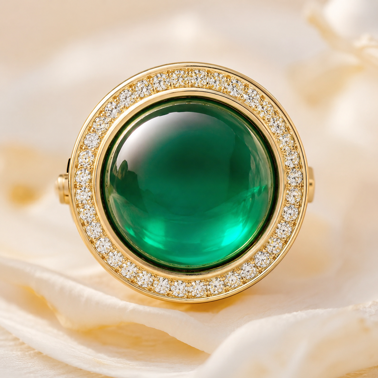 18K Gold Plated Emerald Cubic Zirconia 15mm Button Cover