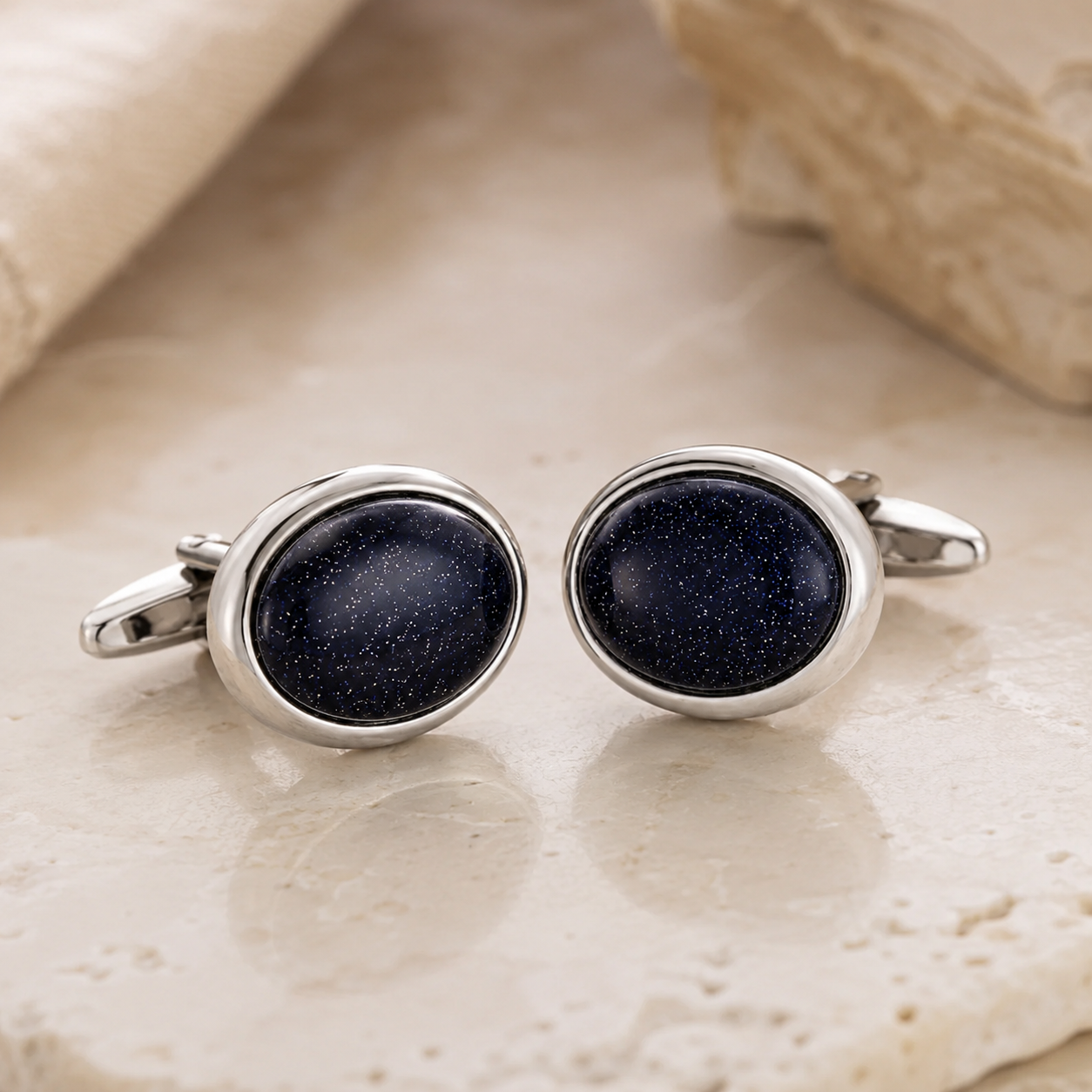 Black Oval Agate Cufflinks