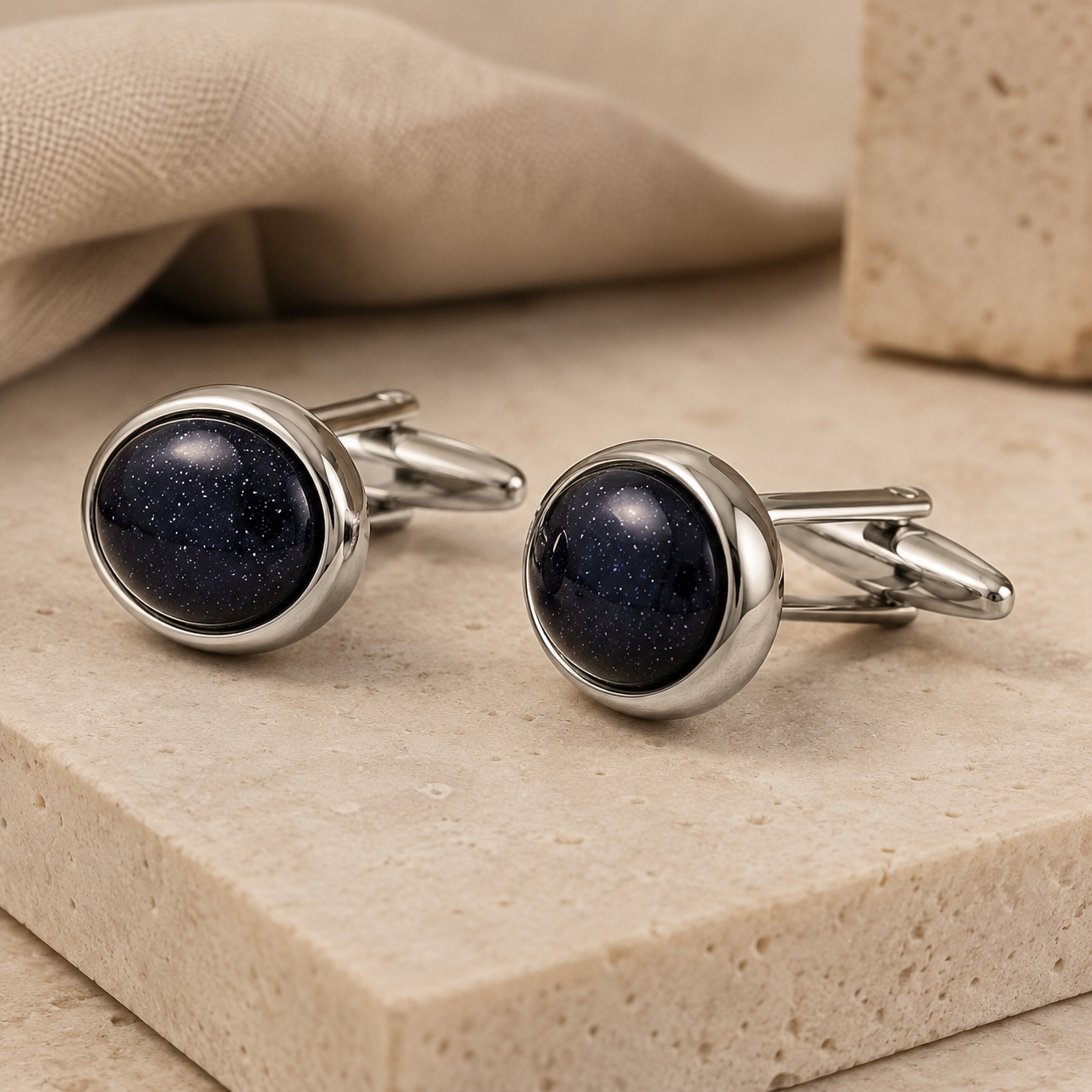 Black Oval Agate Cufflinks