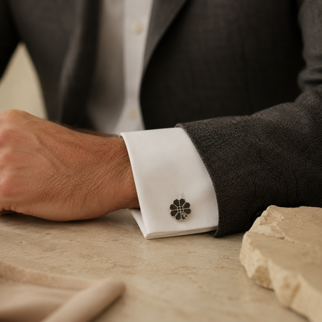 Geometric Floral Cufflinks
