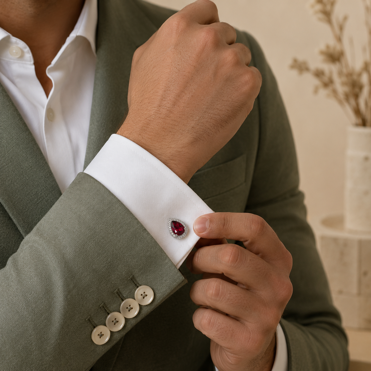 Red Water Drop Cufflinks